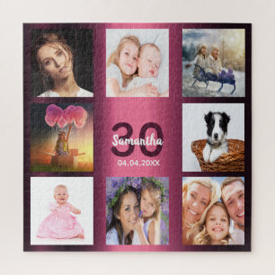 Puzzle 30e anniversaire violet photo collage femme