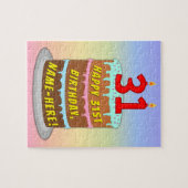 Puzzle 31e anniversaire : Fun Cake and Candles + Nom pers (Horizontal)