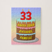 Puzzle 33e anniversaire : Fun Cake and Candles + Nom pers (Vertical)
