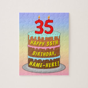 Puzzle 35e anniversaire : Fun Cake and Candles + Nom pers