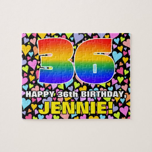 Puzzle 36e anniversaire — Formes de coeur amusantes et ai (Horizontal)