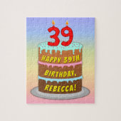 Puzzle 39e anniversaire : Fun Cake and Candles + Nom pers (Vertical)