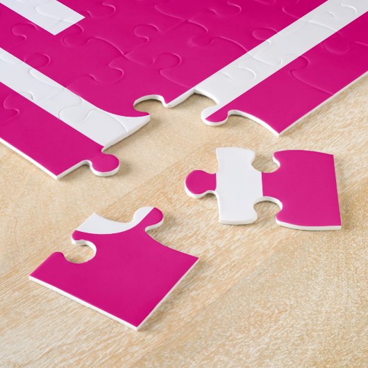 Puzzle 3 Initiales Monogramme | Blanc sur rose chaud (Côté)