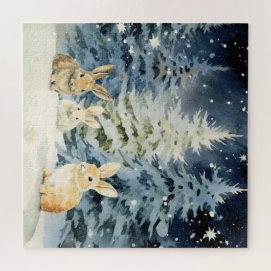 Puzzle 3 lapins de Noël (Horizontal)