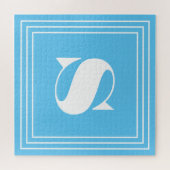Puzzle 3 monogramme de cadre | Ciel bleu et blanc (Horizontal)
