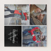 Puzzle 3 Photo Collage and Custom Monogram | Black (Horizontal)