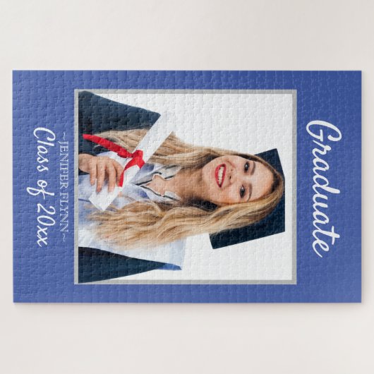 Puzzle 3 Photo Moderne Classe Marine Faire-part (Horizontal)