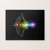 Puzzle 3d humain dans le yoga pose avec des chakras (Horizontal)