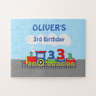 Puzzle 3e anniversaire Train Personnaliser le nom