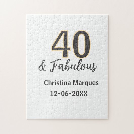 Puzzle 40 & merveilleux gris jaune calligraphie d'anniver (Vertical)
