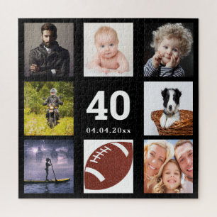 Puzzle 40e anniversaire 40 photo collage mec homme noir