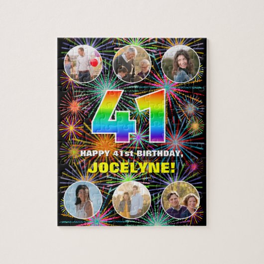 Puzzle 41e anniversaire : Arc en ciel amusant #, Nom pers (Vertical)