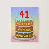 Puzzle 41e anniversaire : Fun Cake and Candles + Nom pers (Vertical)