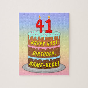 Puzzle 41e anniversaire : Fun Cake and Candles + Nom pers