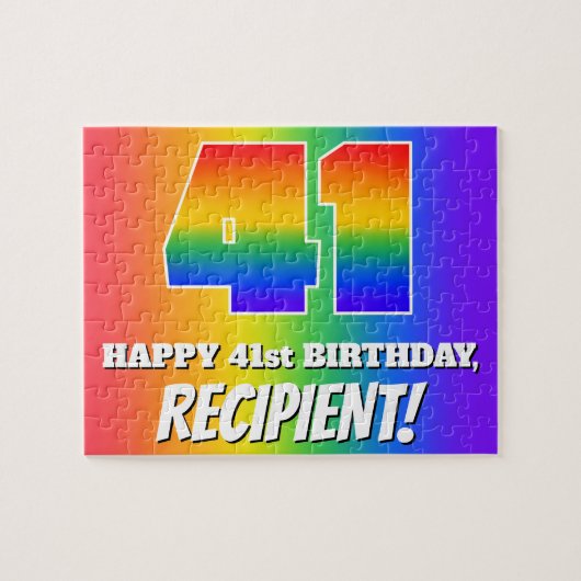 Puzzle 41e anniversaire — Motif Rainbow multicolore "41" (Horizontal)