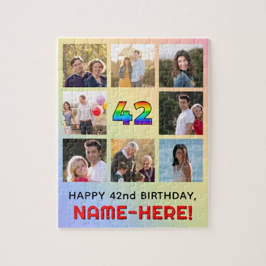 Puzzle 42e anniversaire : Arc en ciel amusant #, Nom pers (Vertical)