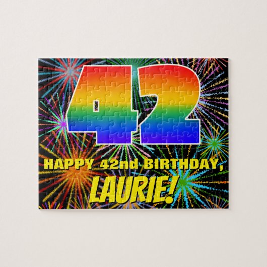Puzzle 42e anniversaire : Feu d'artifice festif amusant e (Horizontal)