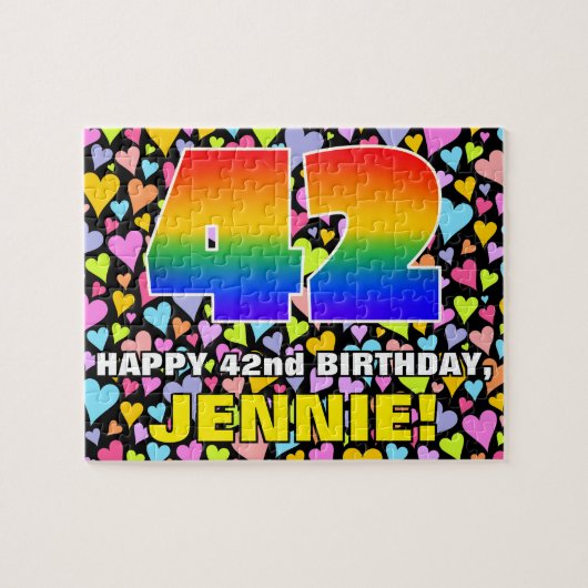Puzzle 42e anniversaire — Formes de coeur amusantes et ai (Horizontal)