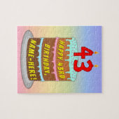 Puzzle 43e anniversaire : Gâteau et bougies amusants + No (Horizontal)