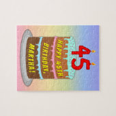Puzzle 45e anniversaire : Gâteau et bougies amusants + No (Horizontal)