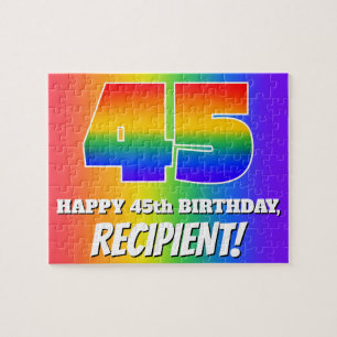Puzzle 45e anniversaire — Motif Rainbow multicolore "45"