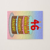 Puzzle 46th Birthday: Fun Cake and Candles + Custom Name (Horizontal)
