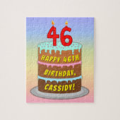 Puzzle 46th Birthday: Fun Cake and Candles + Custom Name (Vertical)