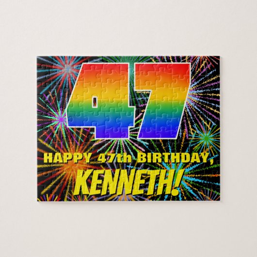 Puzzle 47e anniversaire : Feu d'artifice festif amusant e (Horizontal)
