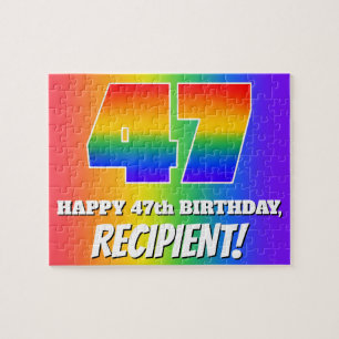 Puzzle 47e anniversaire — Motif Rainbow multicolore "47"