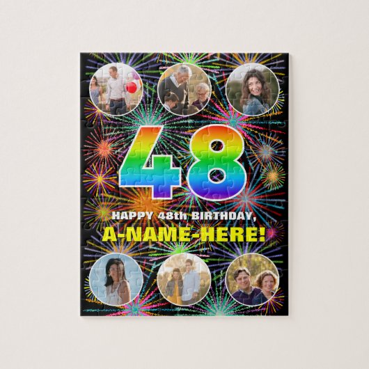Puzzle 48e anniversaire : Arc en ciel amusant #, Nom pers (Vertical)