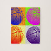 Puzzle 4 couleurs Pop Art Basketball (Vertical)