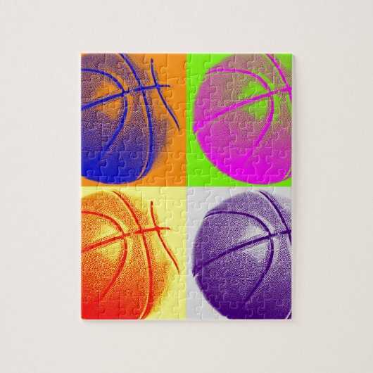 Puzzle 4 couleurs Pop Art Basketball (Vertical)
