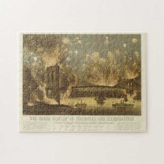 Puzzle 4 juillet feux d'artifice sur le pont Brooklyn (Horizontal)