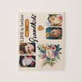 Puzzle 4 petits-enfants photo floral orange (Vertical)