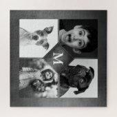 Puzzle 4 Photos de famille Collage Tableau noir Monogramm (Horizontal)
