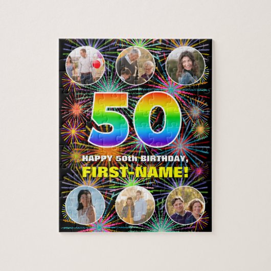 Puzzle 50e anniversaire : Arc en ciel amusant #, Nom pers (Vertical)