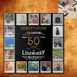 Puzzle 50e anniversaire Black Gold Photo Collage<br><div class="desc">Un élégant puzzle vintage personnalisé de 50e anniversaire qui est facile à customiser mais difficile à compléter pour cette occasion spéciale anniversaire. Créez votre propre puzzle photo unique pour un cadeau spécial de 50e anniversaire. Avec 16 photos personnalisées, le puzzle photo peut être personnalisé avec le nom et tout âge....</div>