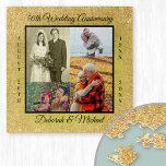 Puzzle 50e Mariage Anniversaire de la photo personnalisée<br><div class="desc">Créez votre propre puzzle photo unique pour un cadeau du 50e anniversaire Mariage. Ce design élégant et moderne est en or et noir avec une parties scintillant et des effets texturés. Le modèle photo est prêt pour vous à ajouter 4 de vos photos préférées des 50 dernières années. Vos photos...</div>