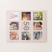 Puzzle 50th birthday custom photo rose gold blush pink (Horizontal)