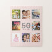 Puzzle 50th birthday custom photo rose gold blush pink (Vertical)