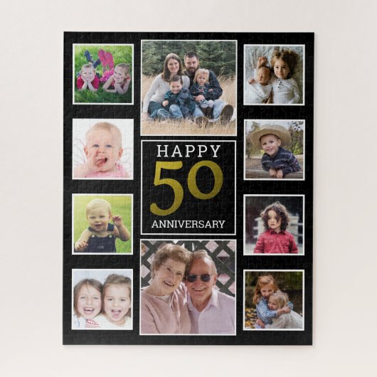 Puzzle 50th Gold Wedding Anniversary 10 Photo Collage   (Vertical)