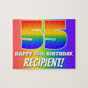 Puzzle 55e anniversaire — Motif Rainbow multicolore "55"