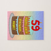 Puzzle 59e anniversaire : Fun Cake and Candles + Nom pers (Horizontal)