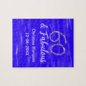 Puzzle 60 & fabuleux anniversaire bleu argent ajouter nom (Horizontal)