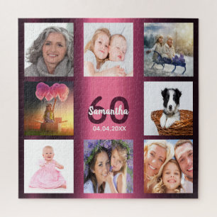 Puzzle 60e anniversaire 60 photo collage femme violet