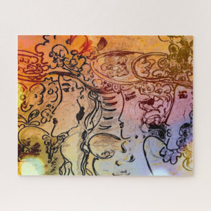 Puzzle 60s Peter Max style coloré aquarelle Profils