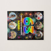 Puzzle 63e Anniversaire : Amusant arc-en-ciel #, Nom pers (Horizontal)