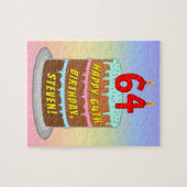 Puzzle 64e anniversaire : Fun Cake and Candles + Nom pers (Horizontal)