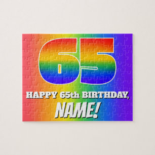 Puzzle 65e anniversaire — Motif Rainbow multicolore "65"