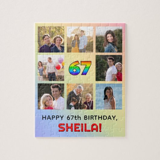 Puzzle 67e anniversaire : Arc en ciel amusant #, Nom pers (Vertical)